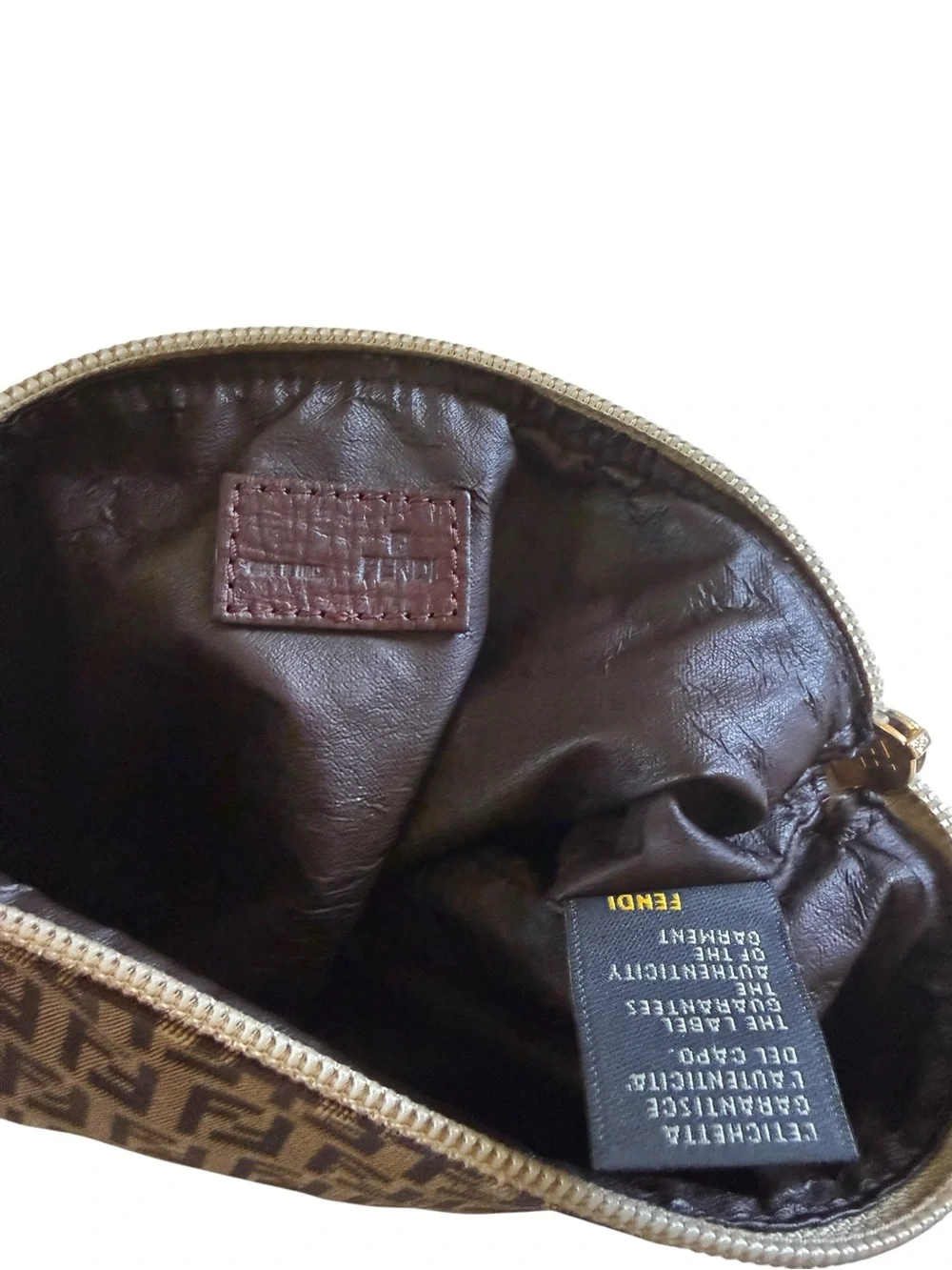 Vintage Y2K Fendi Zucchino FF Monogram Canvas Mini Clutch Bag Brown